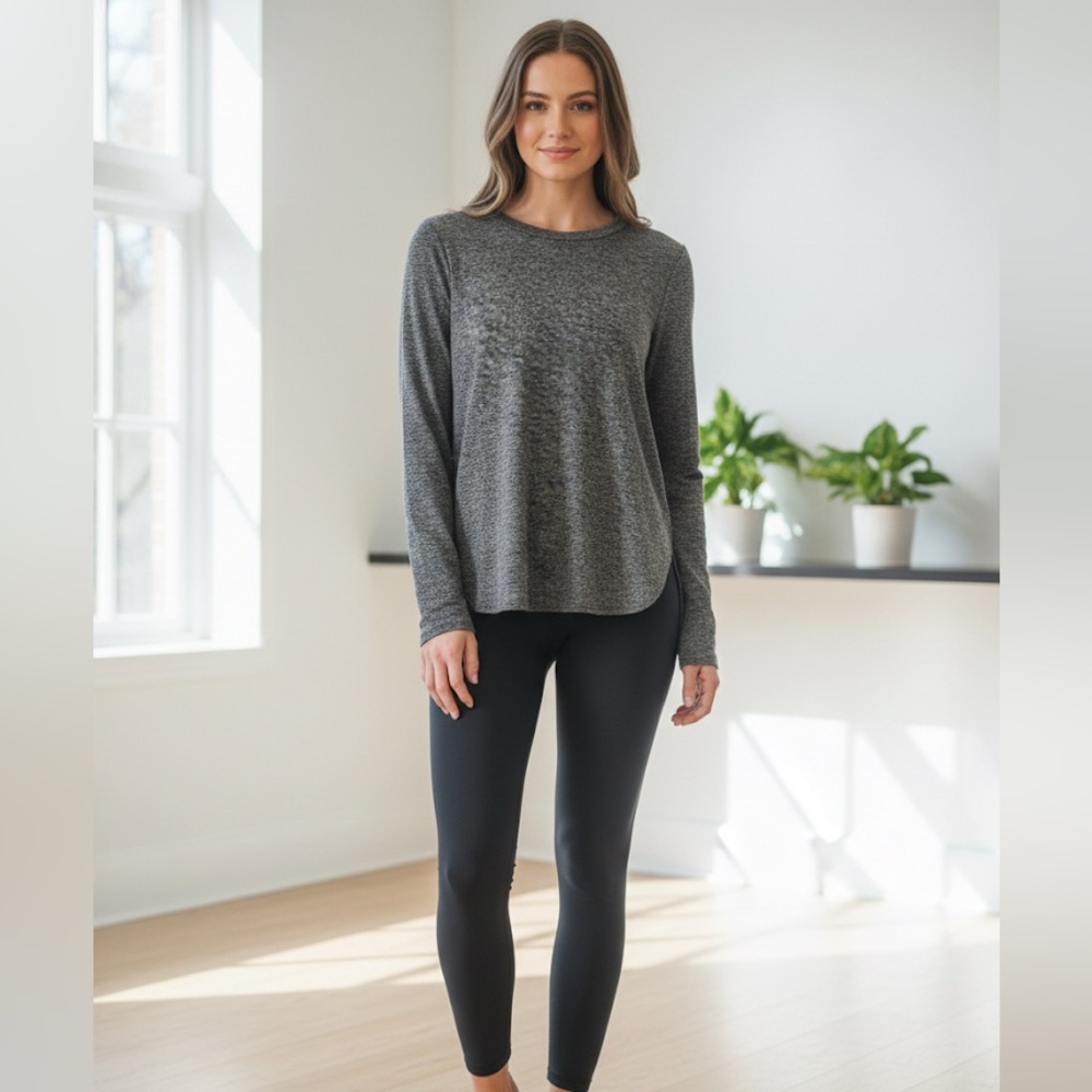 Nualime Activewear Long Sleeve Top - Gray Heather XS